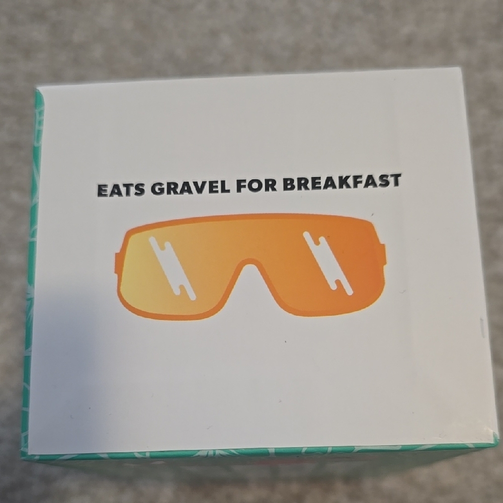 Orange Sunglasses with Bold Text